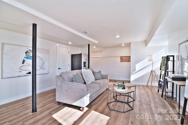 living room featuring light hardwood / wood-style flooring