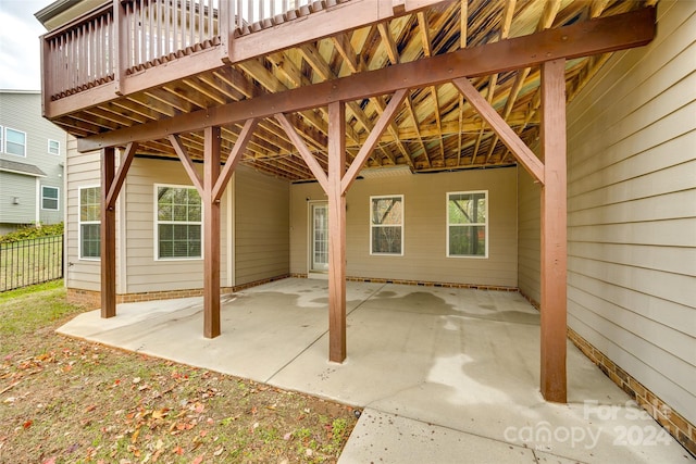 view of patio featuring a wooden deck