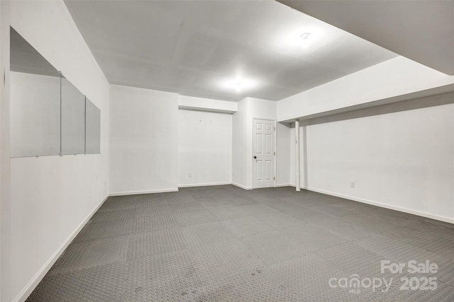 basement with carpet flooring