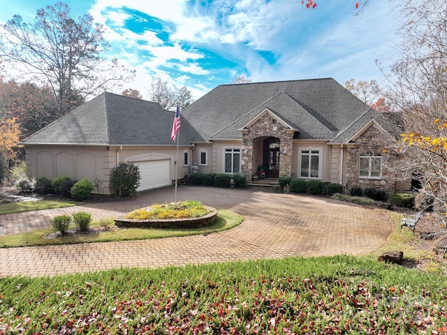 view of front of house with a garage