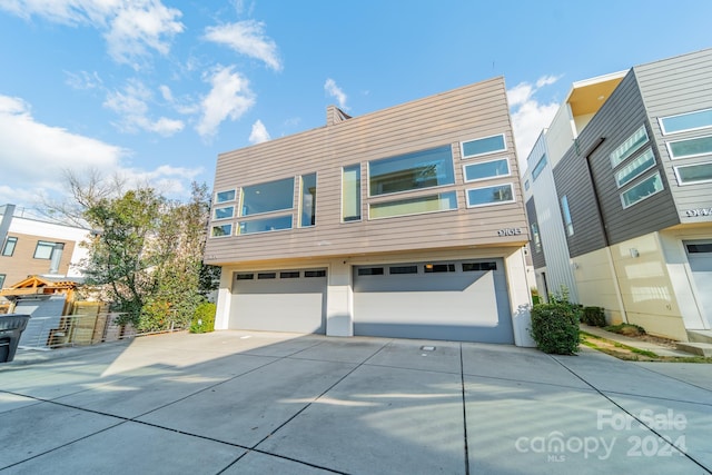 contemporary home featuring a garage