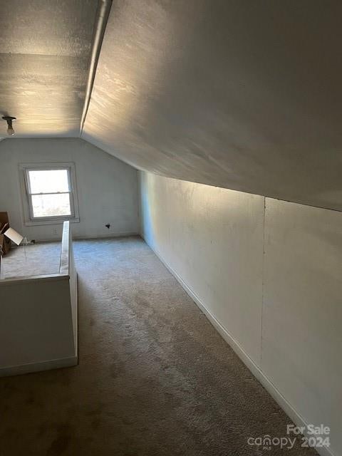 bonus room featuring carpet flooring and lofted ceiling