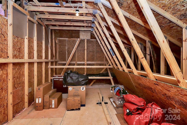 view of unfinished attic