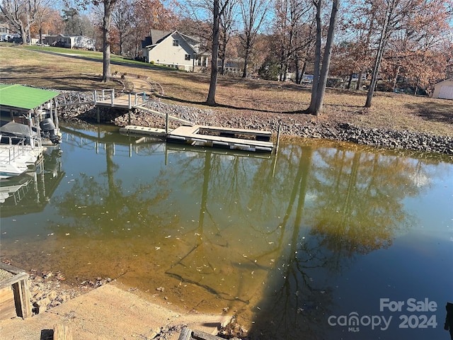 dock area featuring a water view