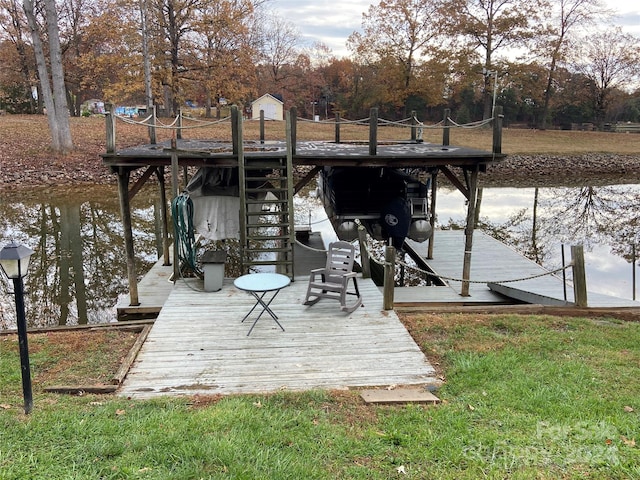 view of dock featuring a water view