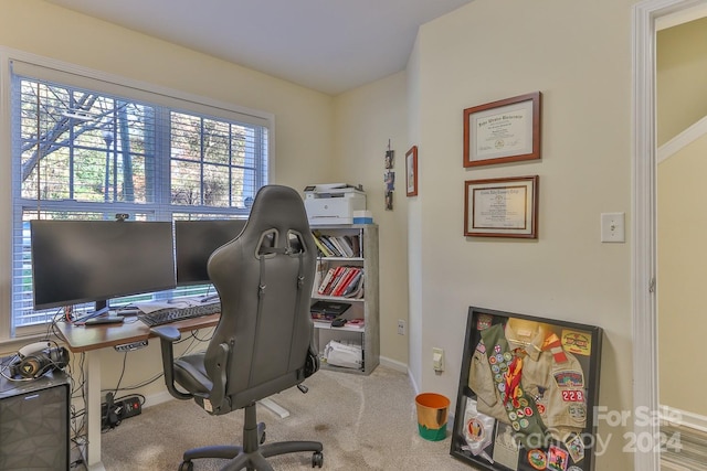 view of carpeted office space