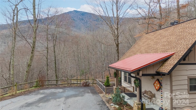 exterior space featuring a mountain view