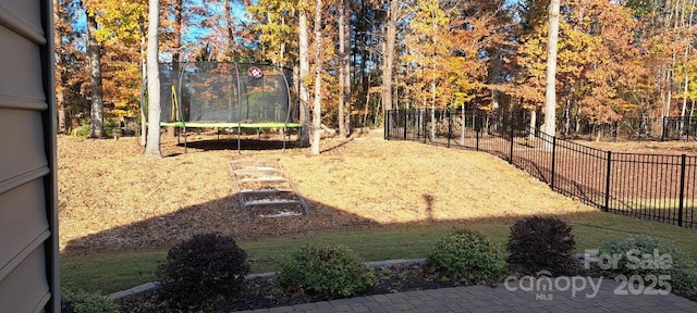 view of yard with a trampoline