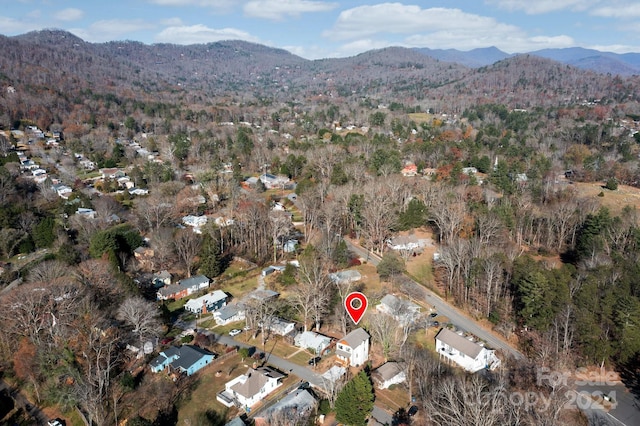 bird's eye view with a mountain view