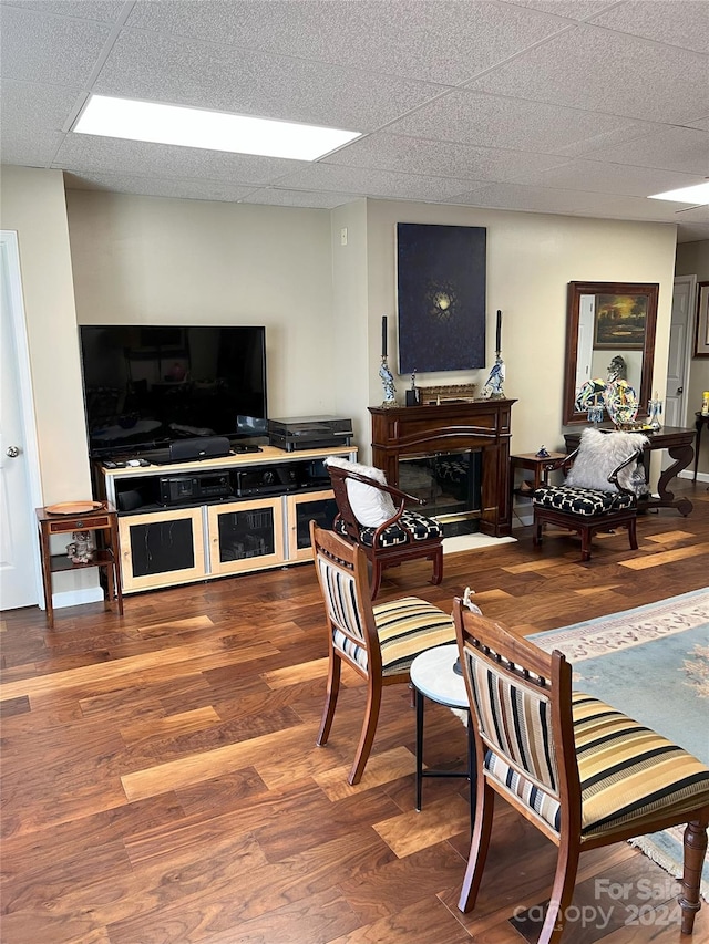 living room with hardwood / wood-style flooring