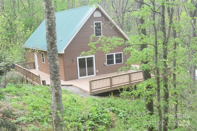 278 Kelses Valley Dr, Mars Hill, NC 28754 - back of property featuring a view of trees, a deck, and metal roof