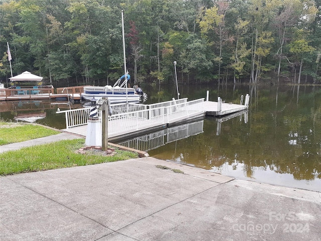 view of dock featuring a water view