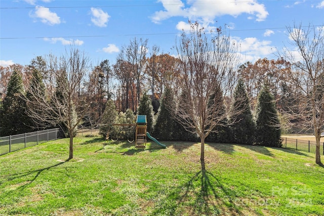 view of yard featuring a playground