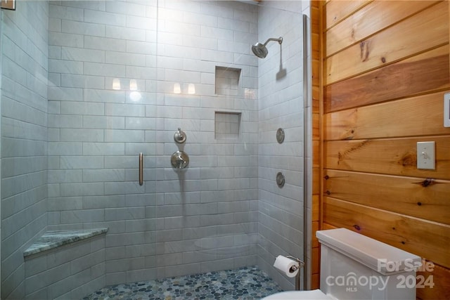 bathroom featuring toilet and walk in shower