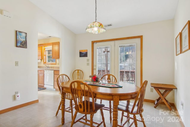 dining room with sink