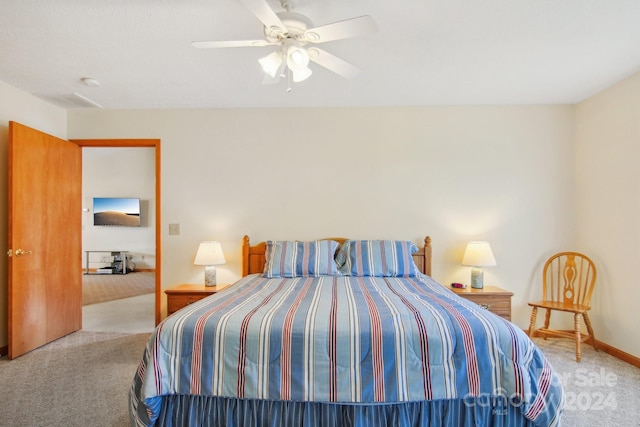 bedroom with carpet and ceiling fan