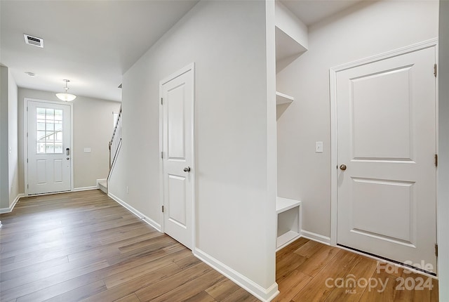 mudroom featuring light hardwood / wood-style floors