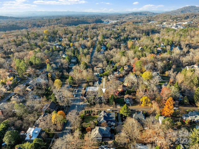 drone / aerial view with a mountain view