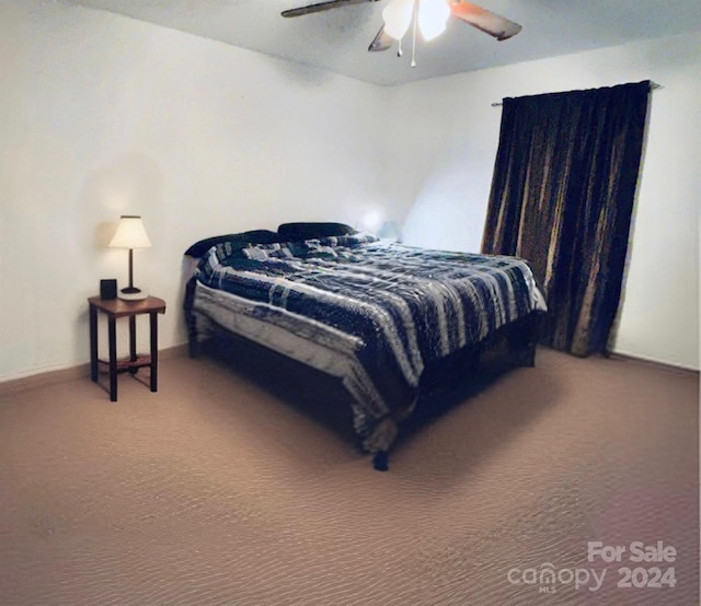 bedroom featuring carpet and ceiling fan