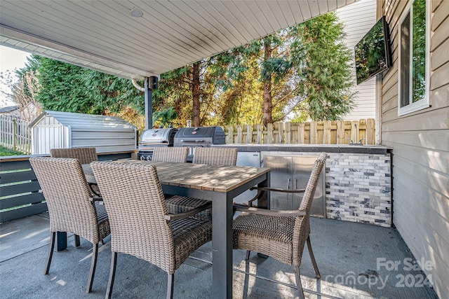 view of patio with a grill