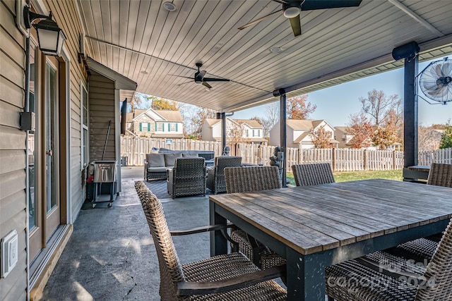 view of patio with ceiling fan