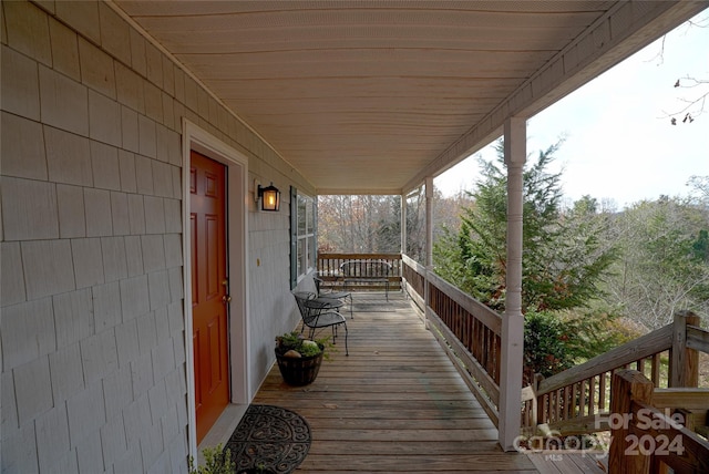 wooden deck with covered porch