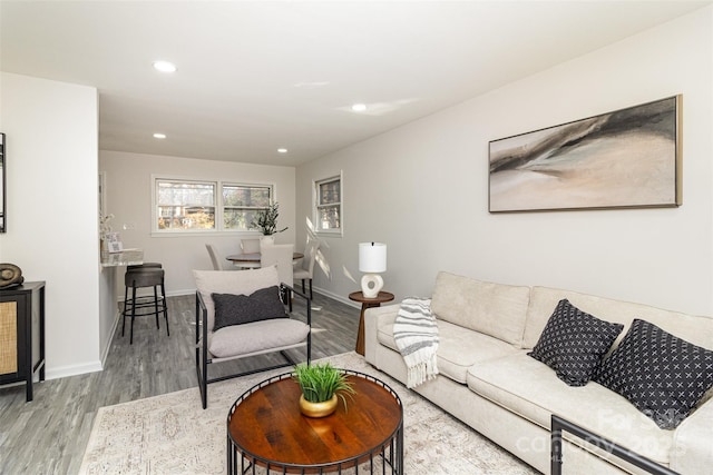 living room featuring light hardwood / wood-style flooring