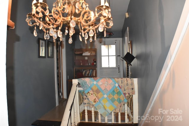 dining area featuring an inviting chandelier