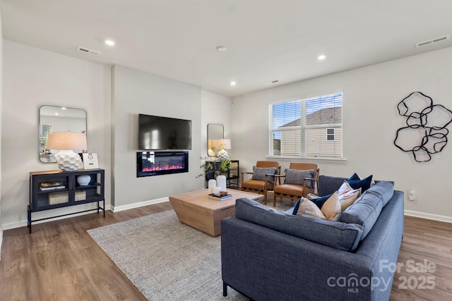 living room featuring hardwood / wood-style flooring