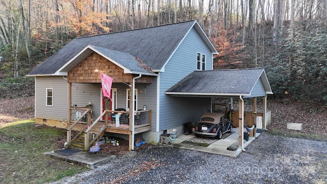 front facade featuring a carport