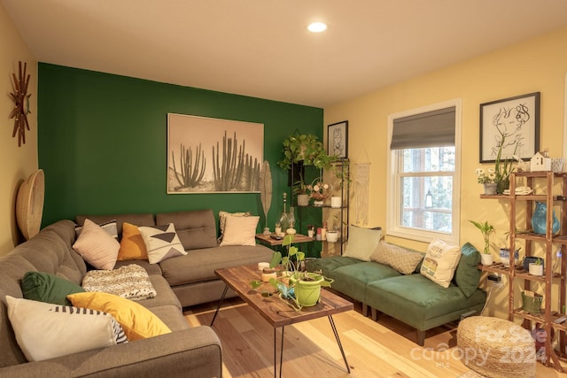 living room with hardwood / wood-style flooring