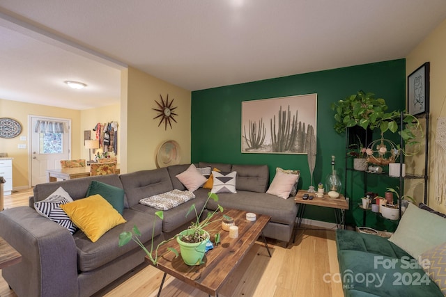 living room with hardwood / wood-style flooring