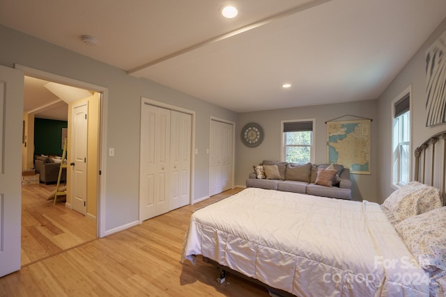 bedroom with light hardwood / wood-style flooring