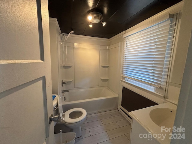 full bathroom with vanity, toilet, and shower / bathtub combination