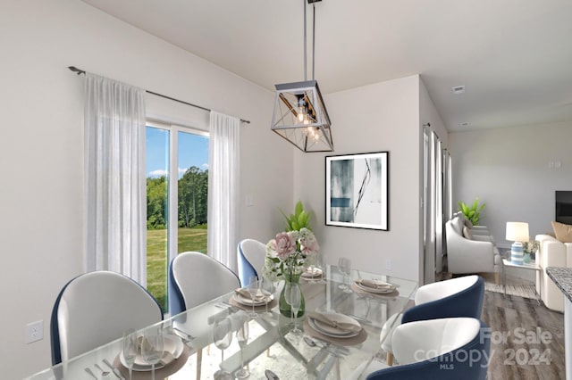 dining room with hardwood / wood-style flooring