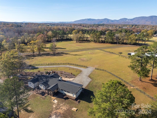 aerial view with a mountain view and a rural view