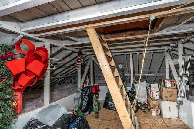 view of unfinished attic