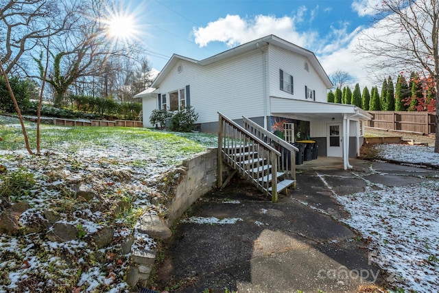 view of snowy exterior