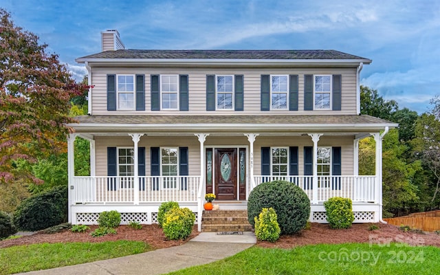 view of front facade featuring covered porch