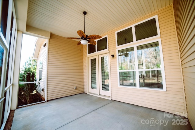 view of patio / terrace featuring ceiling fan