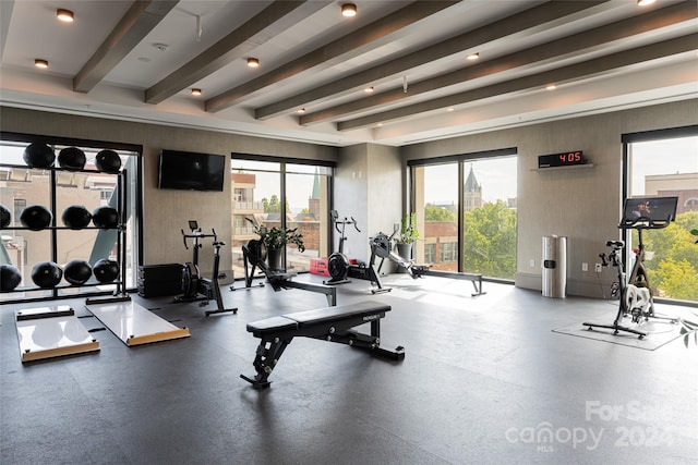 gym with a wealth of natural light