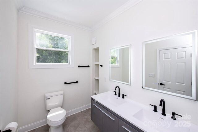 6534 Providence Rd, Charlotte, NC 28226 - bathroom with a sink, toilet, baseboards, and a healthy amount of sunlight