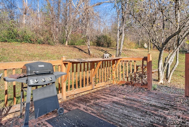 deck featuring grilling area