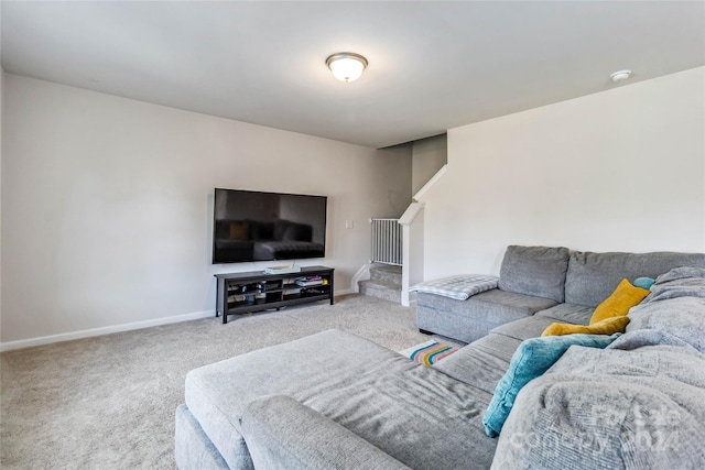 living room with carpet flooring