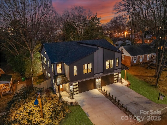 contemporary house with a garage