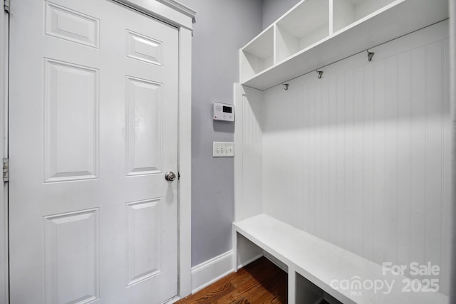 mudroom featuring dark hardwood / wood-style flooring