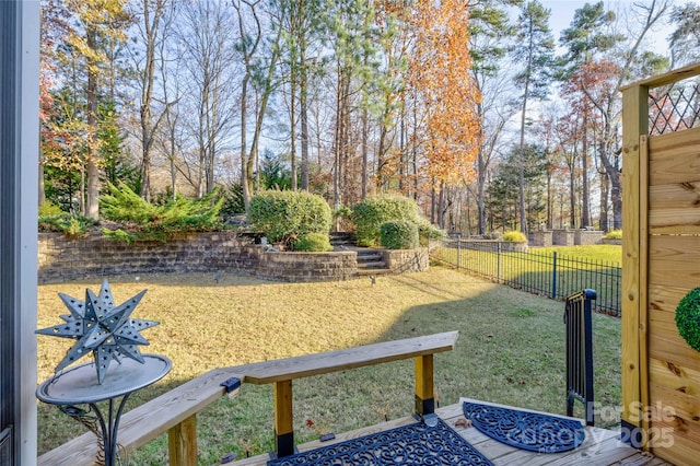 view of yard featuring a fenced backyard