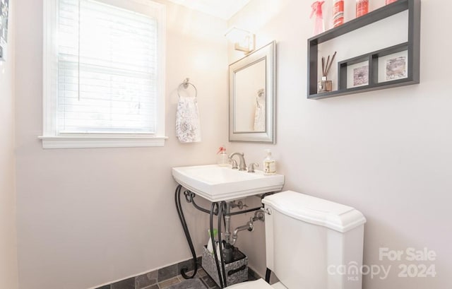 bathroom with sink, a healthy amount of sunlight, and toilet