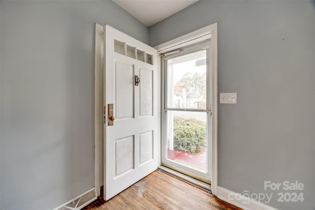 entryway with light hardwood / wood-style floors