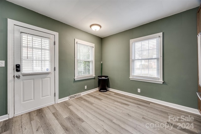 interior space with light hardwood / wood-style flooring